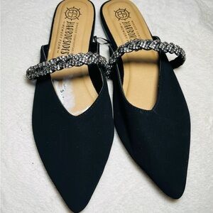 Harborsides Black Chain Embellished Mules Women’s Sz 6.5
